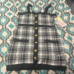 Stylish Black and White Plaid Dress